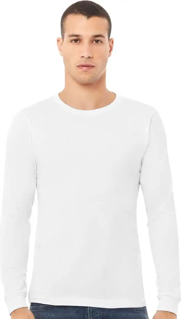 Bella + Canvas 3513 Unisex Triblend Long Sleeve Tee Solid White