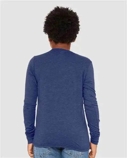 Bella + Canvas 3513y Youth Triblend Long Sleeve Tee - Navy