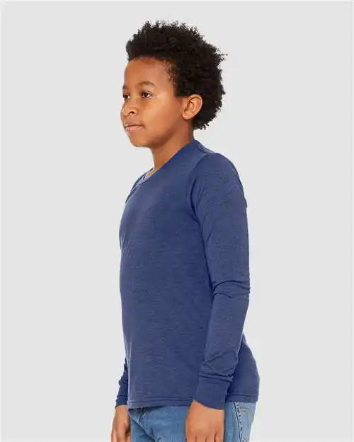 Bella + Canvas 3513y Youth Triblend Long Sleeve Tee - Navy
