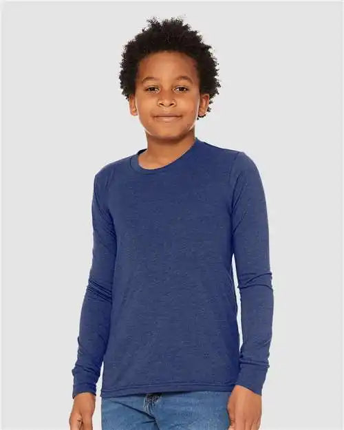 Bella + Canvas 3513y Youth Triblend Long Sleeve Tee - Navy