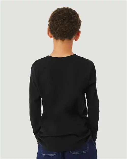 Bella + Canvas 3513y Youth Triblend Long Sleeve Tee - Solid Black
