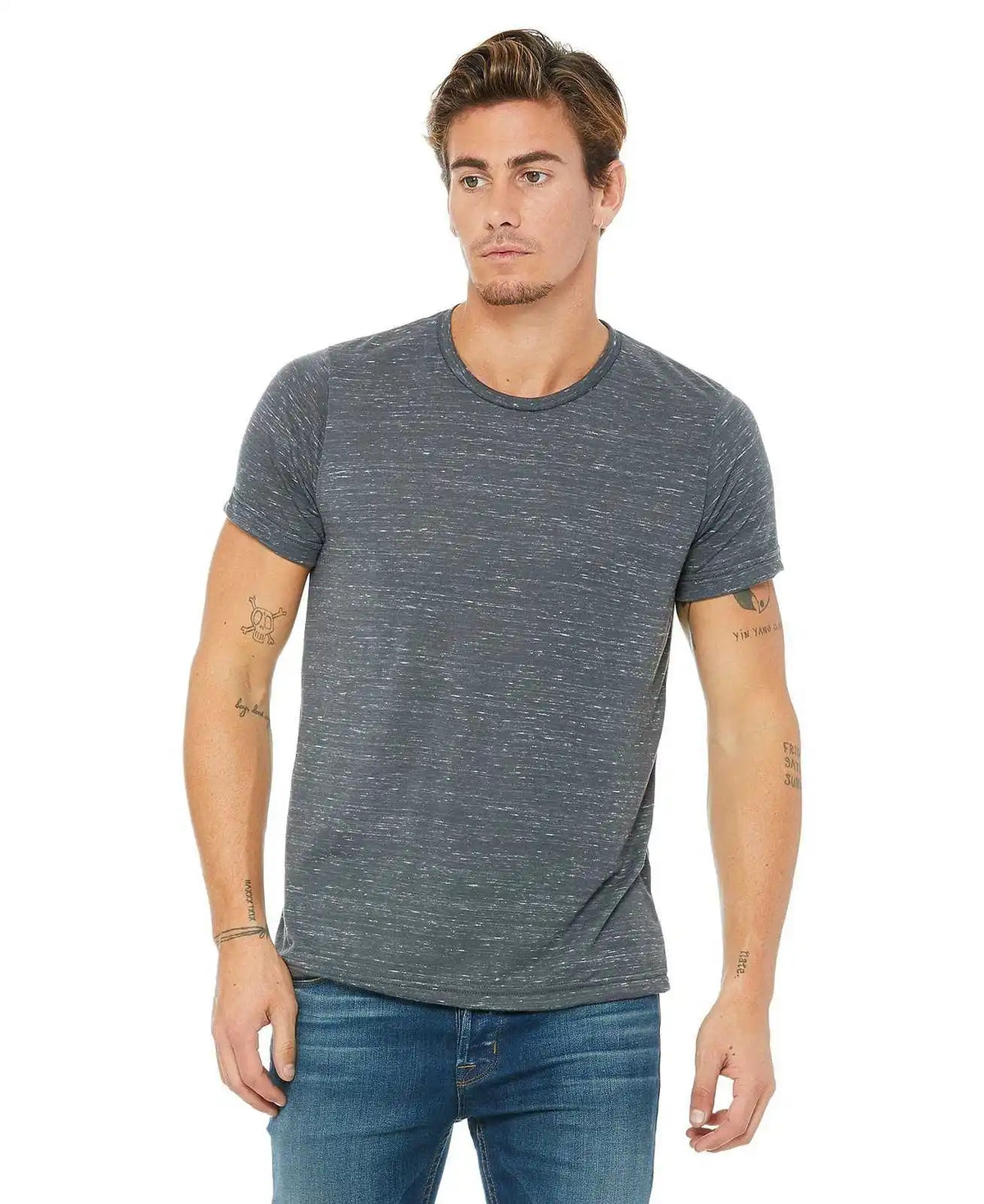 Bella + Canvas 3650 Unisex Poly-cotton Short Sleeve Tee - Charcoal Marble