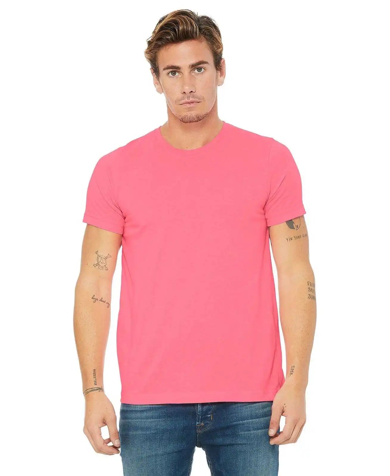 Bella + Canvas 3650 Unisex Poly-cotton Short Sleeve Tee - Neon Pink