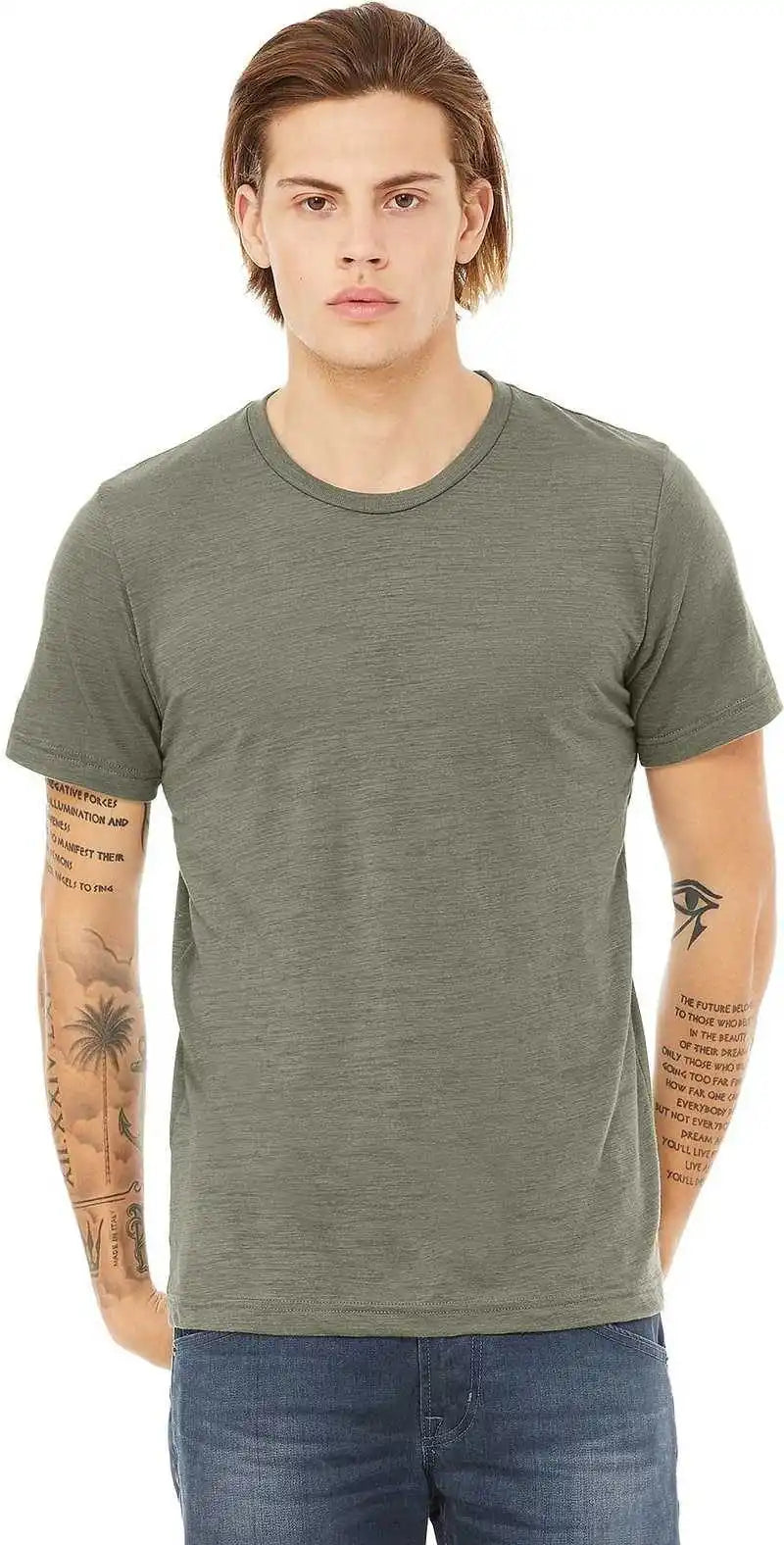 Bella + Canvas 3650 Unisex Poly-cotton Short Sleeve Tee - Olive Slub