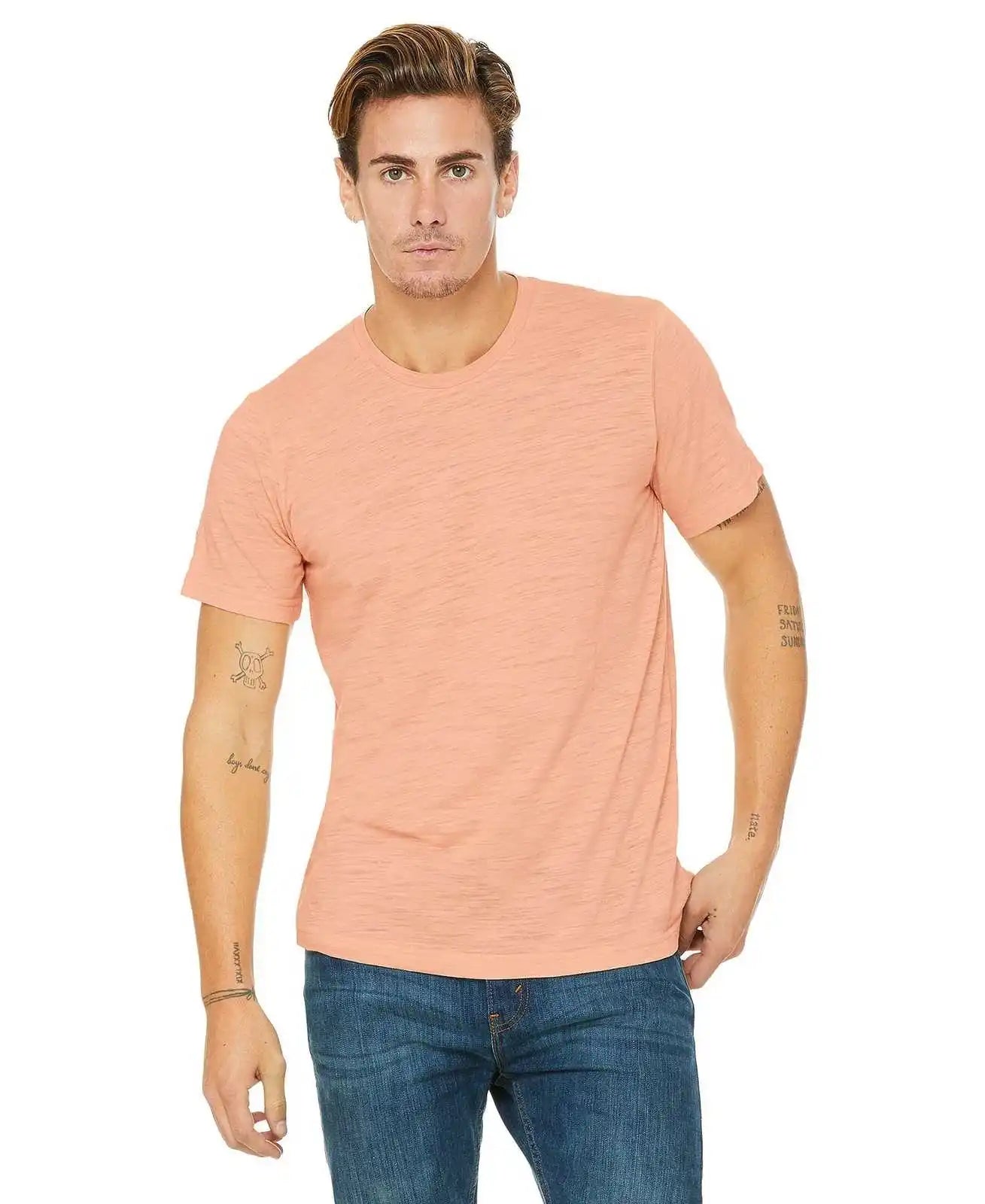 Bella + Canvas 3650 Unisex Poly-cotton Short Sleeve Tee - Peach Slub