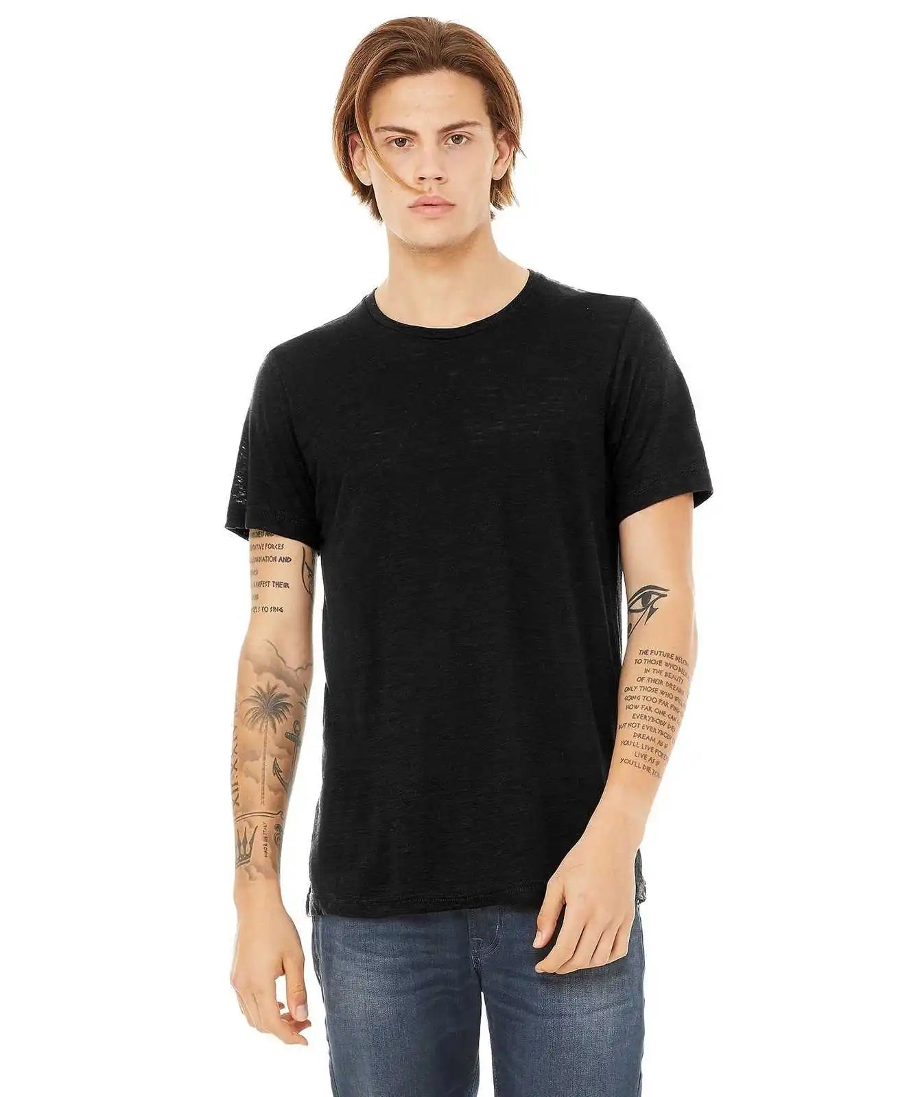 Bella + Canvas 3650 Unisex Poly-cotton Short Sleeve Tee - Solid Black Slub