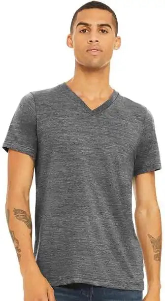 Bella + Canvas 3655 Unisex Textured Jersey v Neck Tee Asphalt Slub