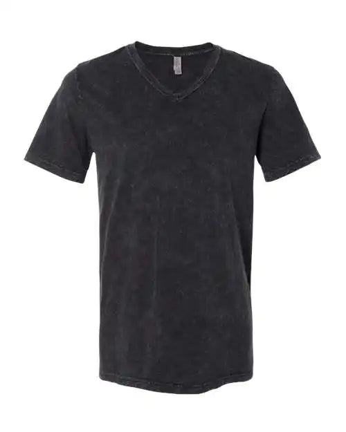 Bella + Canvas 3655 Unisex Textured Jersey v Neck Tee Black Mineral Wash
