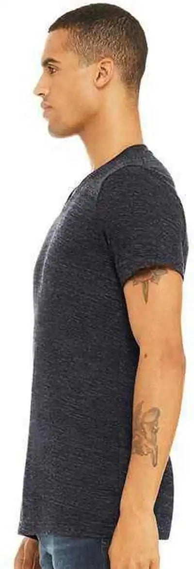 Bella + Canvas 3655 Unisex Textured Jersey v Neck Tee Charcoal Black Slub