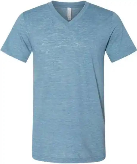 Bella + Canvas 3655 Unisex Textured Jersey v Neck Tee Denim Slub