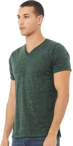 Bella + Canvas 3655 Unisex Textured Jersey v Neck Tee Forest Marble