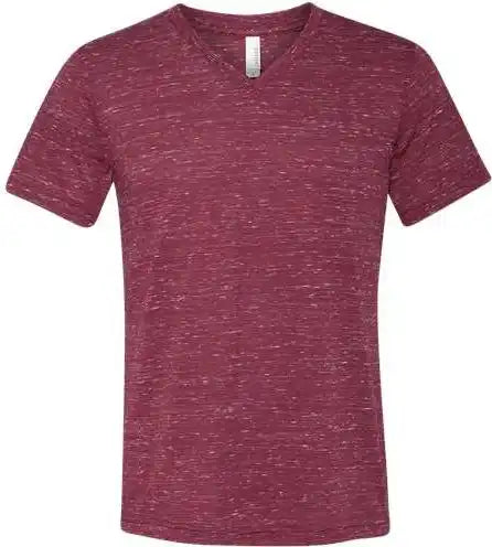 Bella + Canvas 3655 Unisex Textured Jersey V-neck Tee - Maroon Marble