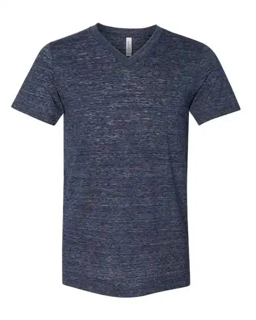 Bella + Canvas 3655 Unisex Textured Jersey V-neck Tee - Navy Slub