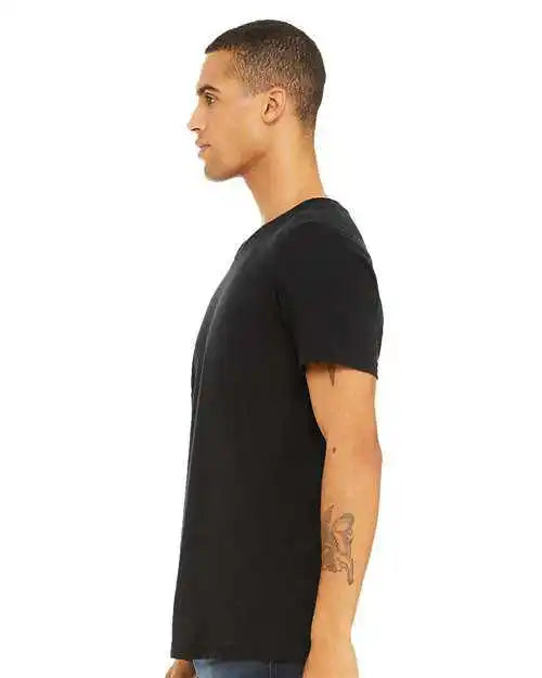 Bella + Canvas 3655 Unisex Textured Jersey v Neck Tee Solid Black Slub