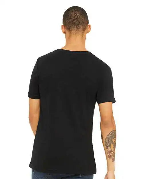 Bella + Canvas 3655 Unisex Textured Jersey v Neck Tee Solid Black Slub
