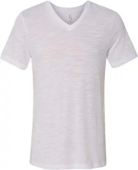 Bella + Canvas 3655 Unisex Textured Jersey V-neck Tee - White Slub