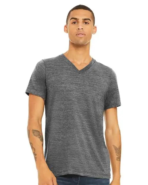 Bella + Canvas 3655c Textured Jersey V-neck Tee - 3655 - Asphalt Slub - Adult Xs