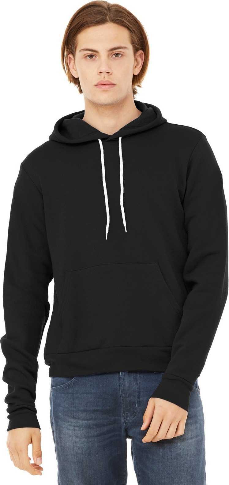 Bella + Canvas 3719 Unisex Sponge Fleece Pullover Hoodie - Dtg Black