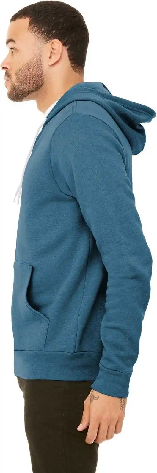 Bella + Canvas 3719 Unisex Sponge Fleece Pullover Hoodie Heather Deep Teal