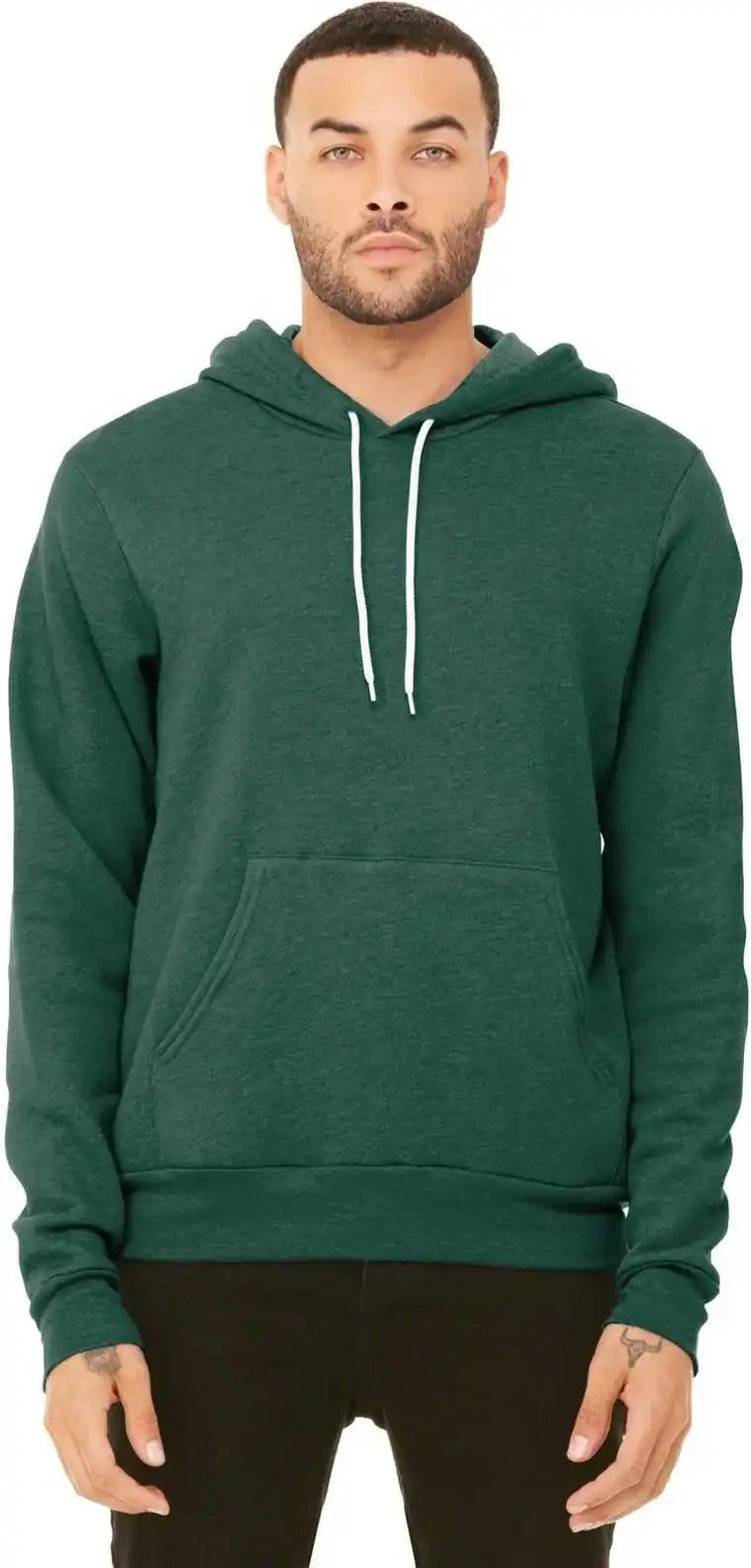 Bella + Canvas 3719 Unisex Sponge Fleece Pullover Hoodie Heather Forest