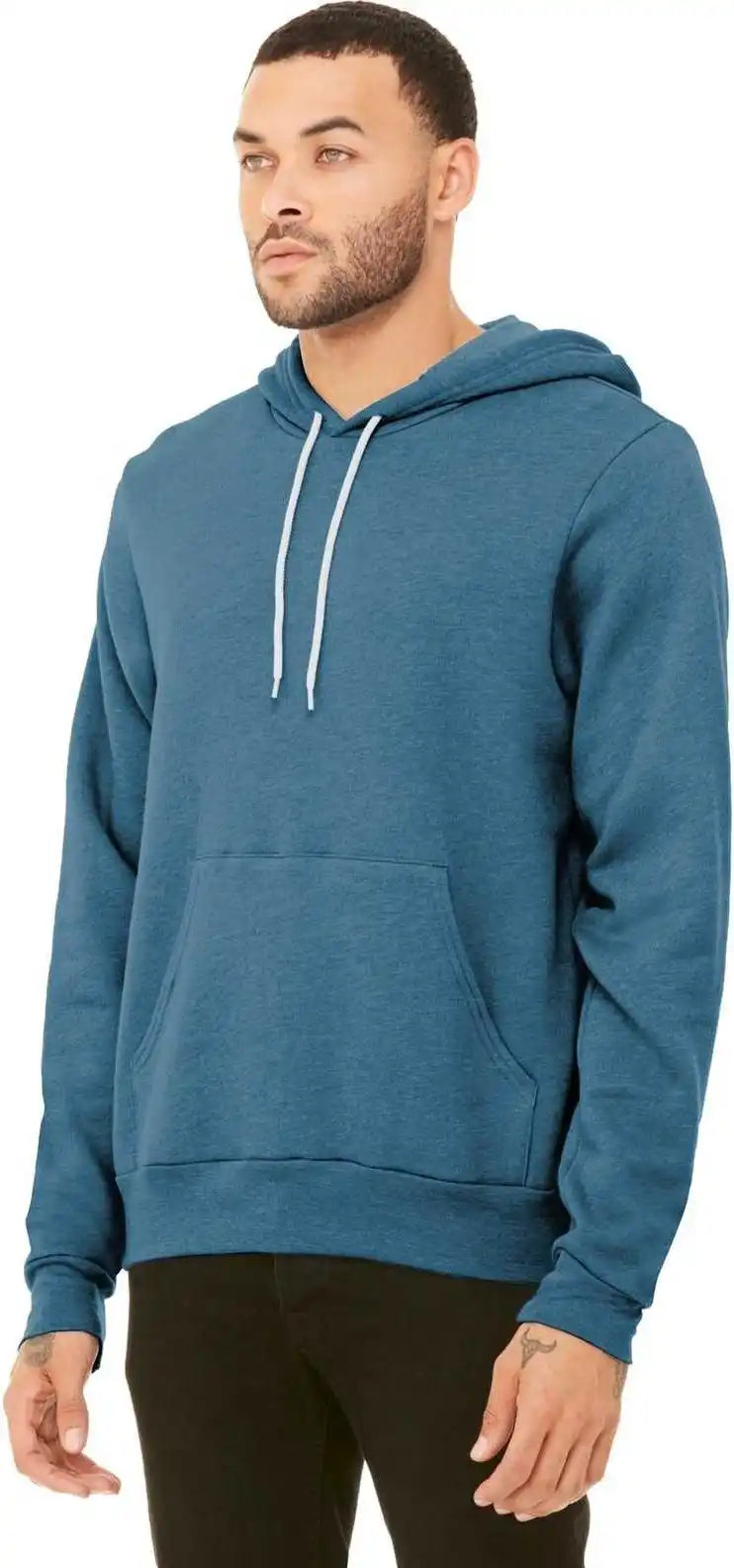 Bella + Canvas 3719 Unisex Sponge Fleece Pullover Hoodie Heather Deep Teal