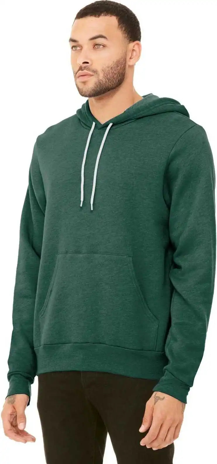 Bella + Canvas 3719 Unisex Sponge Fleece Pullover Hoodie Heather Forest