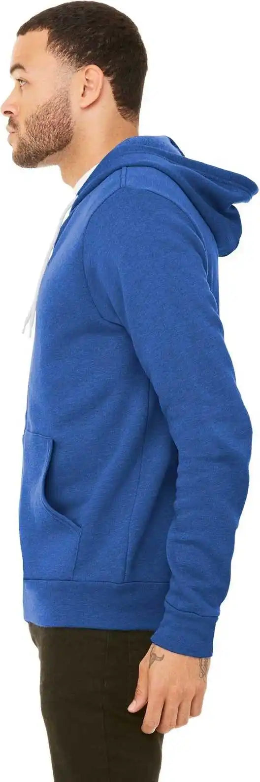 Bella + Canvas 3719 Unisex Sponge Fleece Pullover Hoodie Heather True Royal