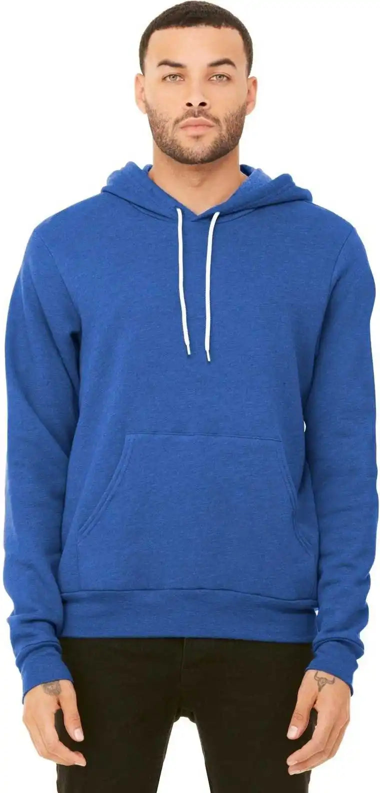 Bella + Canvas 3719 Unisex Sponge Fleece Pullover Hoodie Heather True Royal