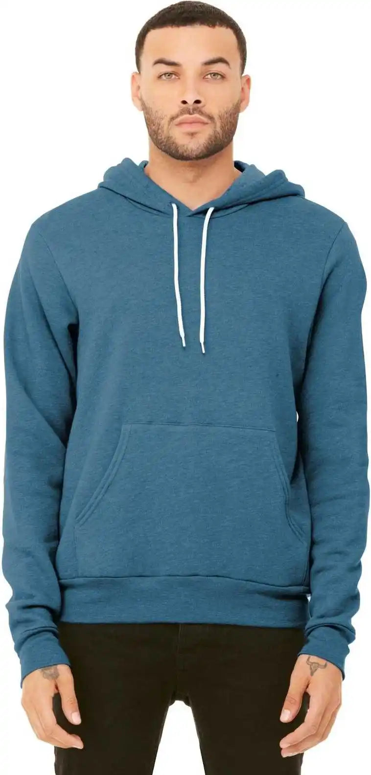 Bella + Canvas 3719 Unisex Sponge Fleece Pullover Hoodie - Heather Deep Teal