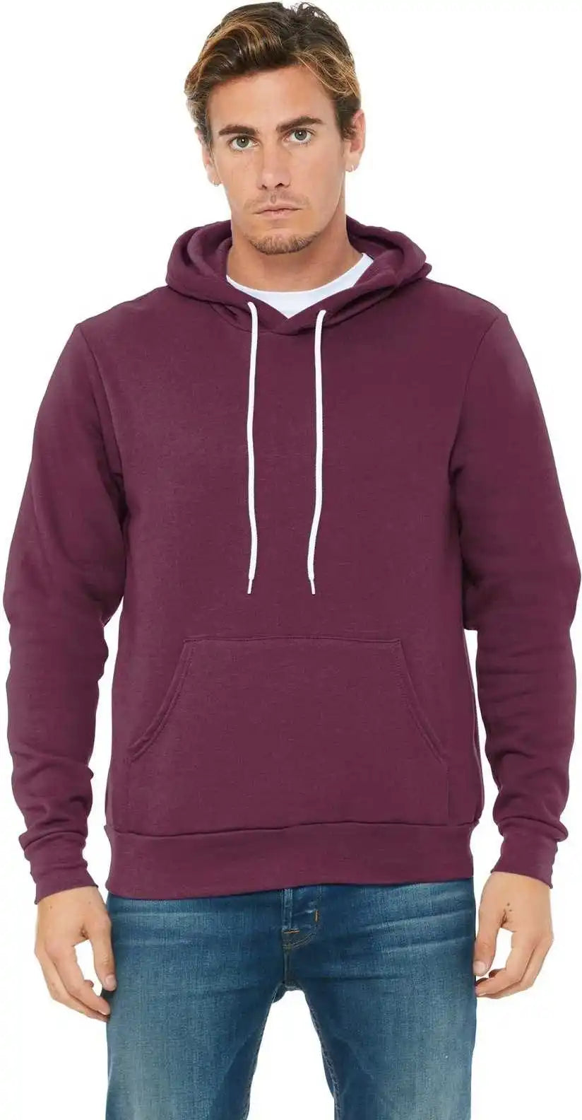 Bella + Canvas 3719 Unisex Sponge Fleece Pullover Hoodie - Maroon