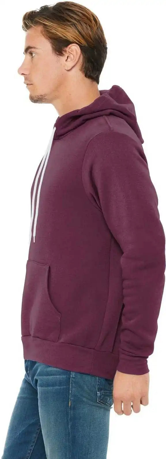Bella + Canvas 3719 Unisex Sponge Fleece Pullover Hoodie Maroon