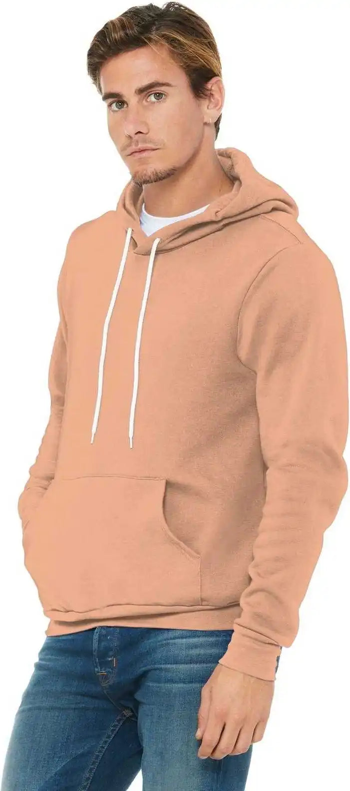 Bella + Canvas 3719 Unisex Sponge Fleece Pullover Hoodie Peach