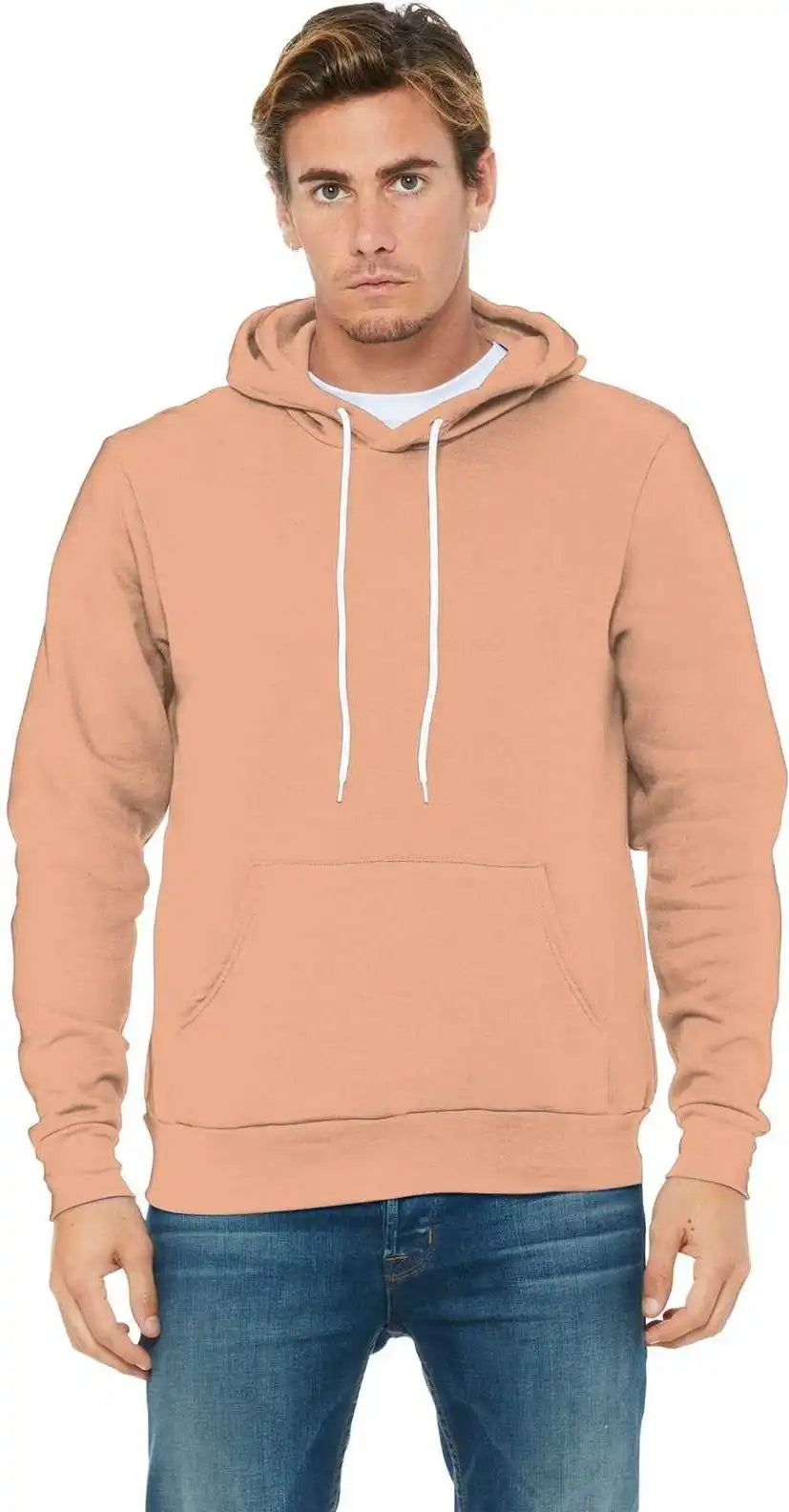 Bella + Canvas 3719 Unisex Sponge Fleece Pullover Hoodie Peach