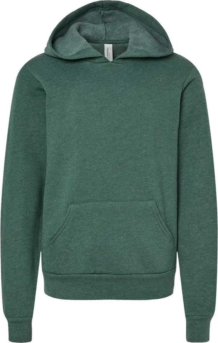 Bella + Canvas 3719y Youth Sponge Fleece Hoodie - Heather Forest - s