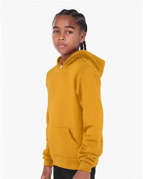 Bella + Canvas 3719y Youth Sponge Fleece Hoodie - Heather Mustard