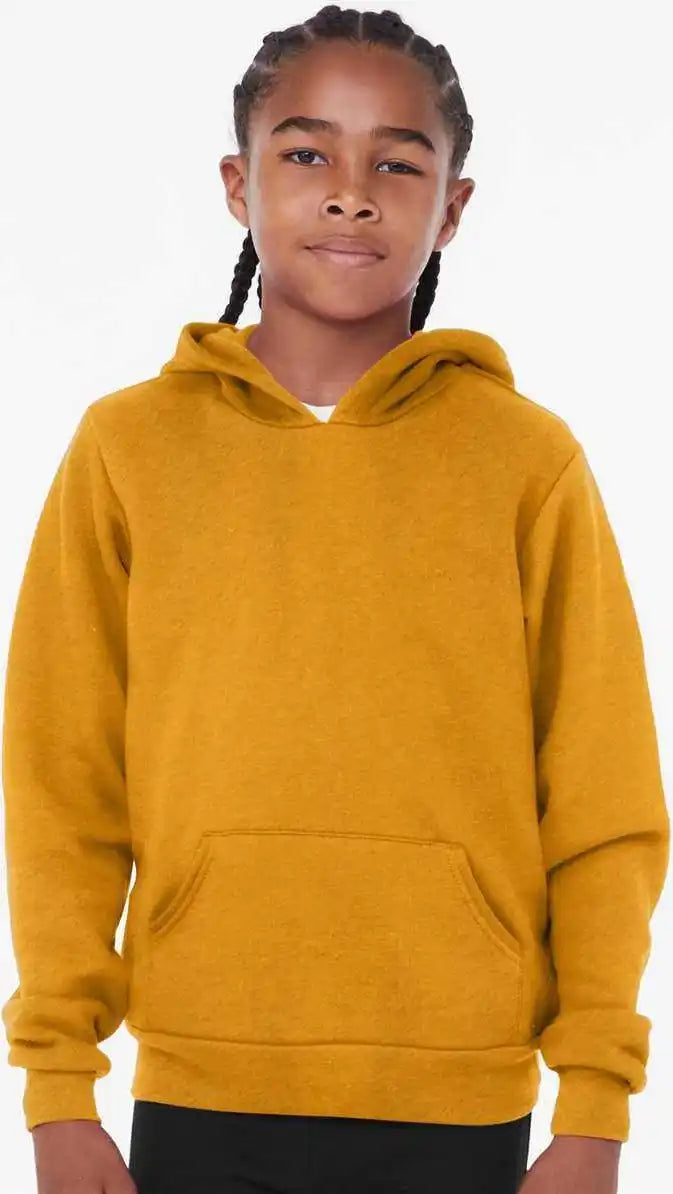 Bella + Canvas 3719y Youth Sponge Fleece Hoodie Heather Mustard