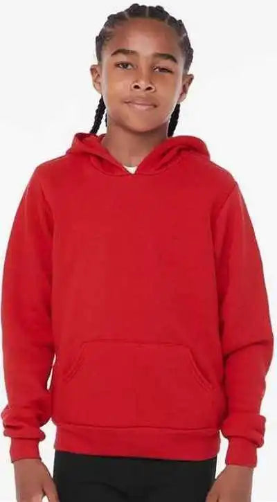 Bella + Canvas 3719y Youth Sponge Fleece Hoodie Red