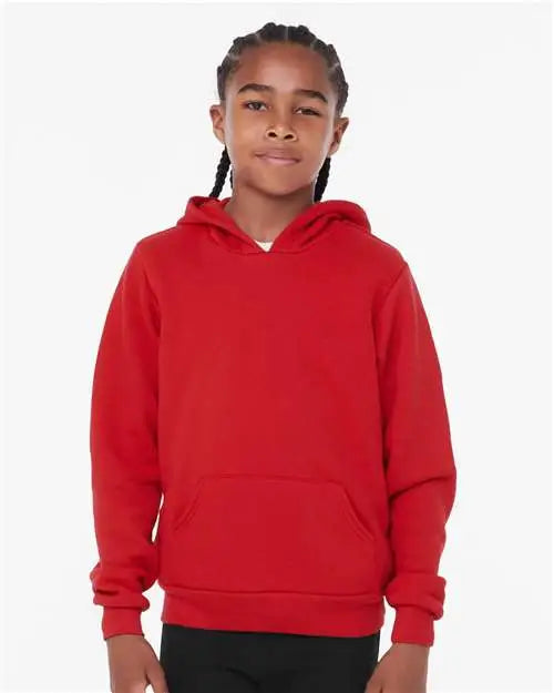 Bella + Canvas 3719y Youth Sponge Fleece Hoodie - Red