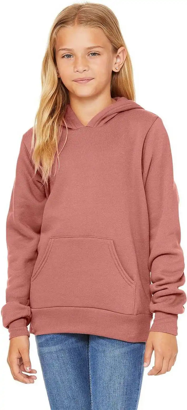Bella + Canvas 3719y Youth Sponge Fleece Pullover Hoodie - Mauve