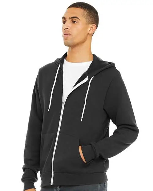 Bella + Canvas 3739 Sponge Fleece Full-zip Hoodie - Dark Grey