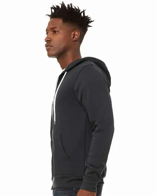 Bella + Canvas 3739 Sponge Fleece Full-zip Hoodie - Dtg Dark Grey