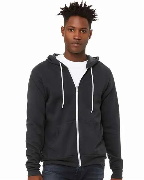 Bella + Canvas 3739 Sponge Fleece Full-zip Hoodie - Dtg Dark Grey