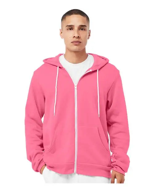 Bella + Canvas 3739 Sponge Fleece Full-zip Hoodie - Heather Charity Pink