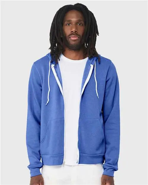 Bella + Canvas 3739 Sponge Fleece Full-zip Hoodie - Heather Columbia Blue
