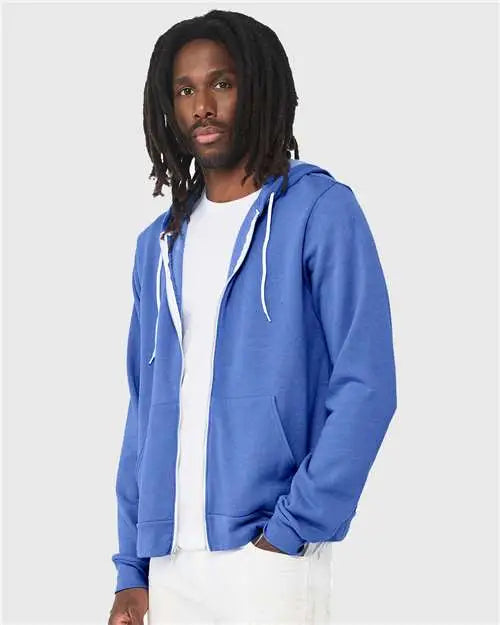 Bella + Canvas 3739 Sponge Fleece Full-zip Hoodie - Heather Columbia Blue