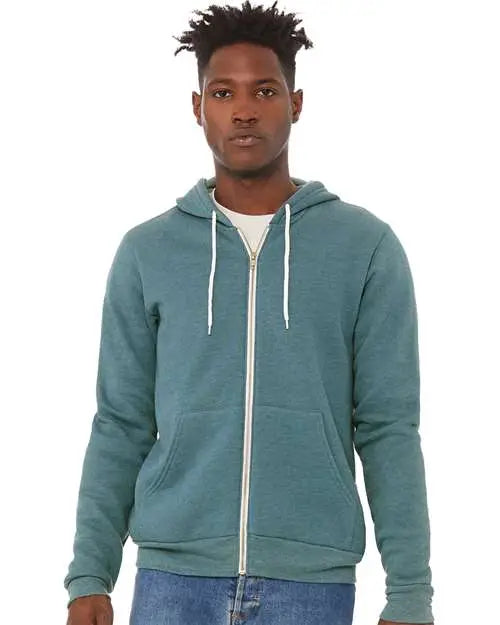 Bella + Canvas 3739 Sponge Fleece Full-zip Hoodie - Heather Deep Teal