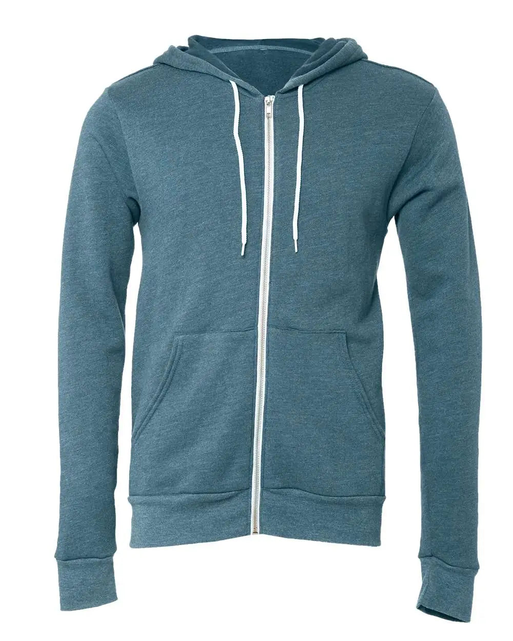 Bella + Canvas 3739 Sponge Fleece Full-zip Hoodie - Heather Deep Teal - Xs
