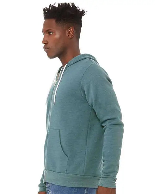 Bella + Canvas 3739 Sponge Fleece Full-zip Hoodie - Heather Deep Teal