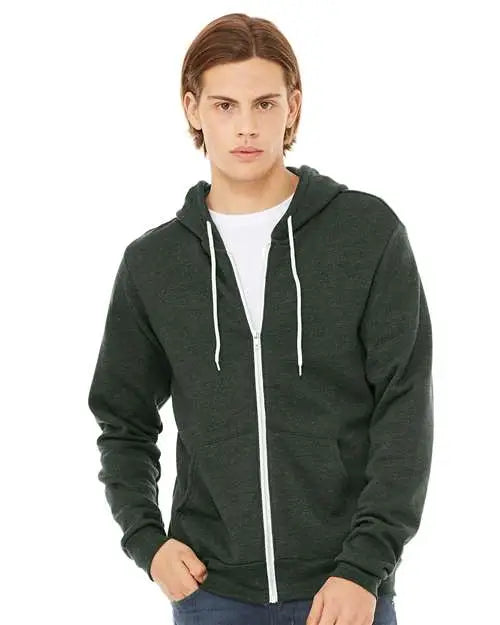Bella + Canvas 3739 Sponge Fleece Full-zip Hoodie - Heather Forest