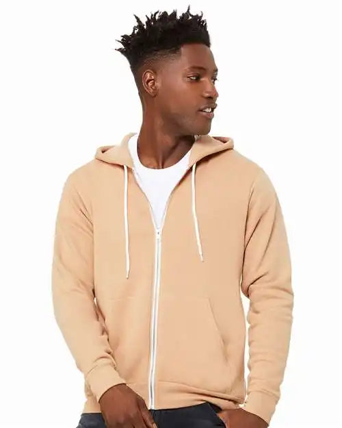 Bella + Canvas 3739 Sponge Fleece Full-zip Hoodie - Heather Sand Dune